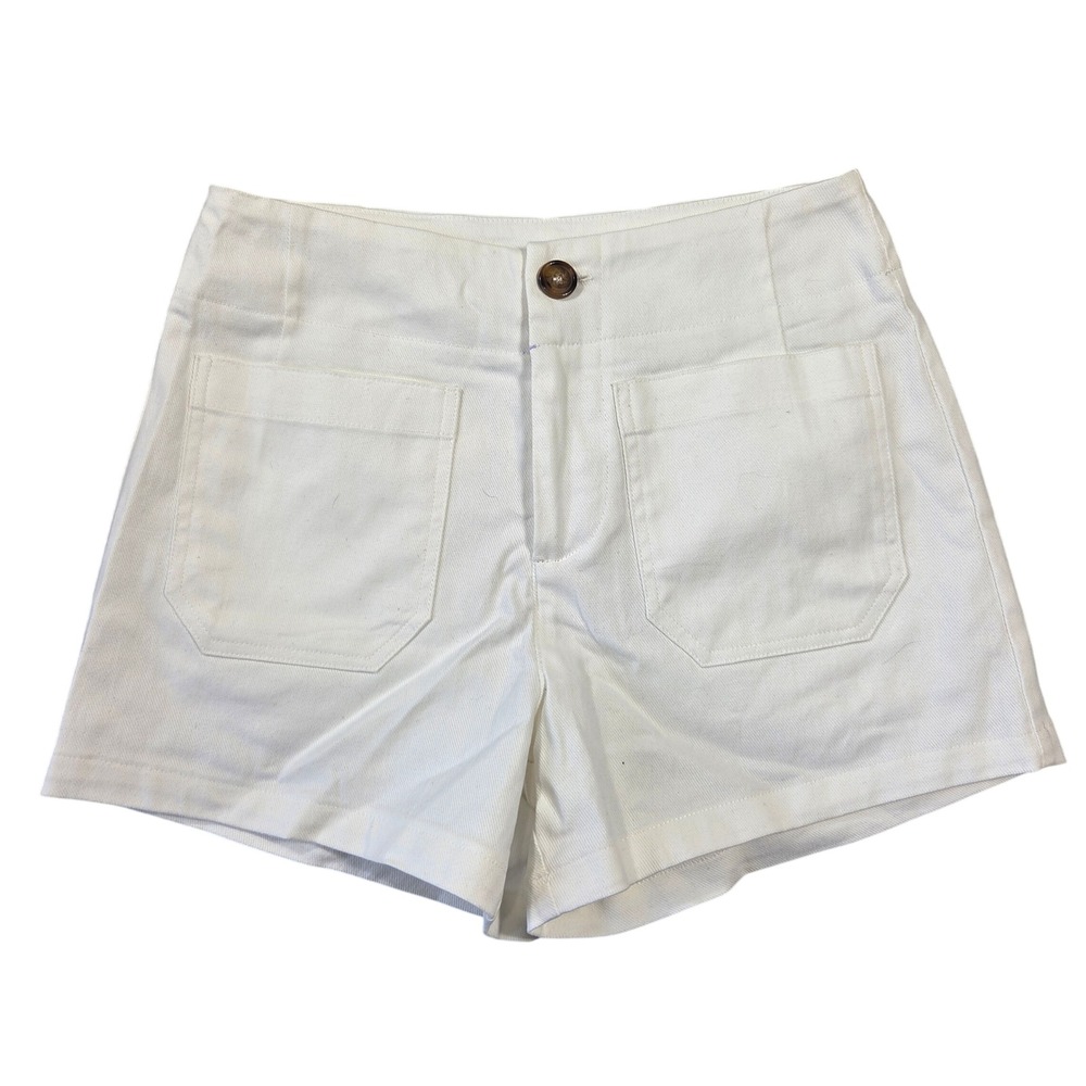 Staccato Womens High Waisted White Utility Patch Pocket Twill Shorts S Preppy